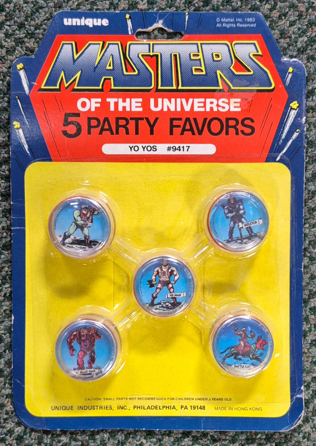MOC 1983 Masters of the Universe (MOTU) Yo-Yo Party Favors on Factory Sealed Card 1