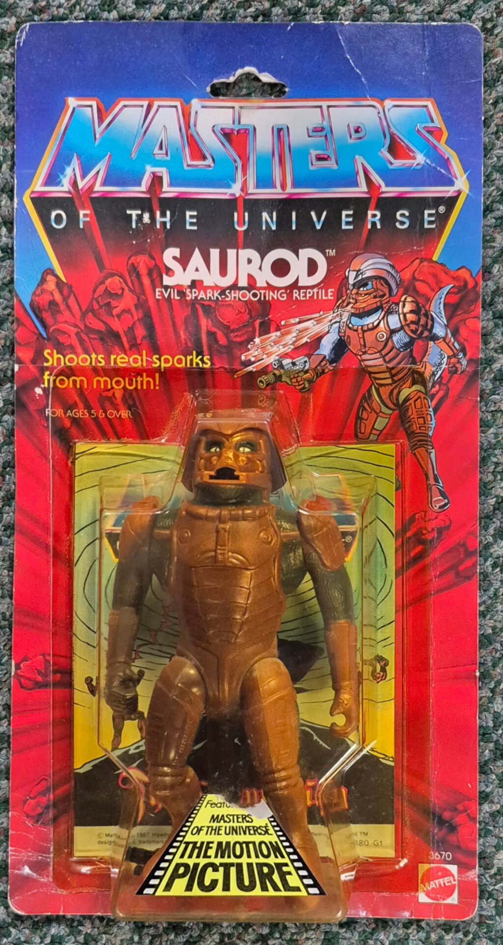 MOC 1987 Masters of the Universe (MOTU) Saurod Action Figure on Factory Sealed Card 1