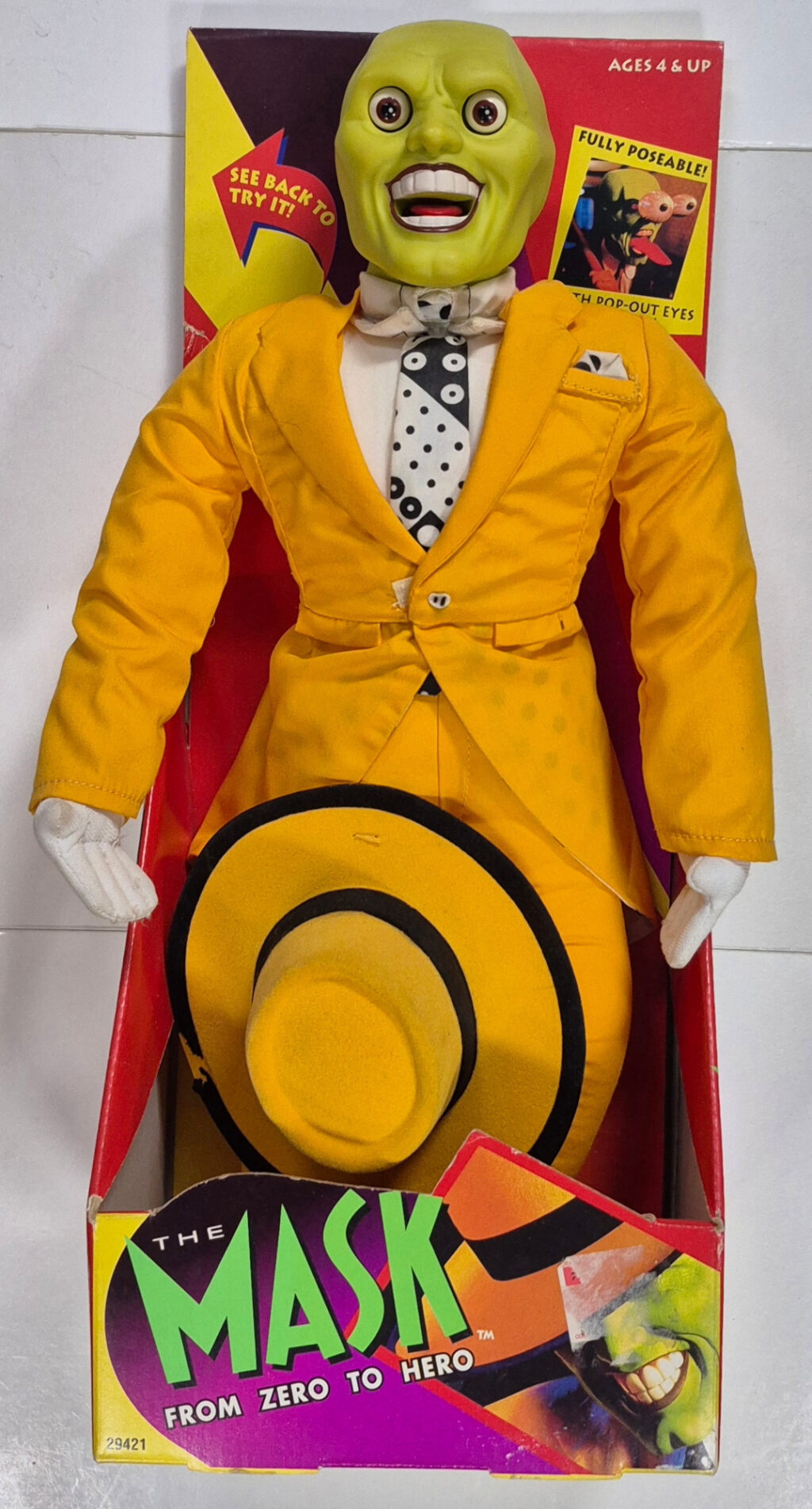 MIB 1994 Hasbro The Mask 17" Plush Doll with Pop-Out Eyes and Tongue 1