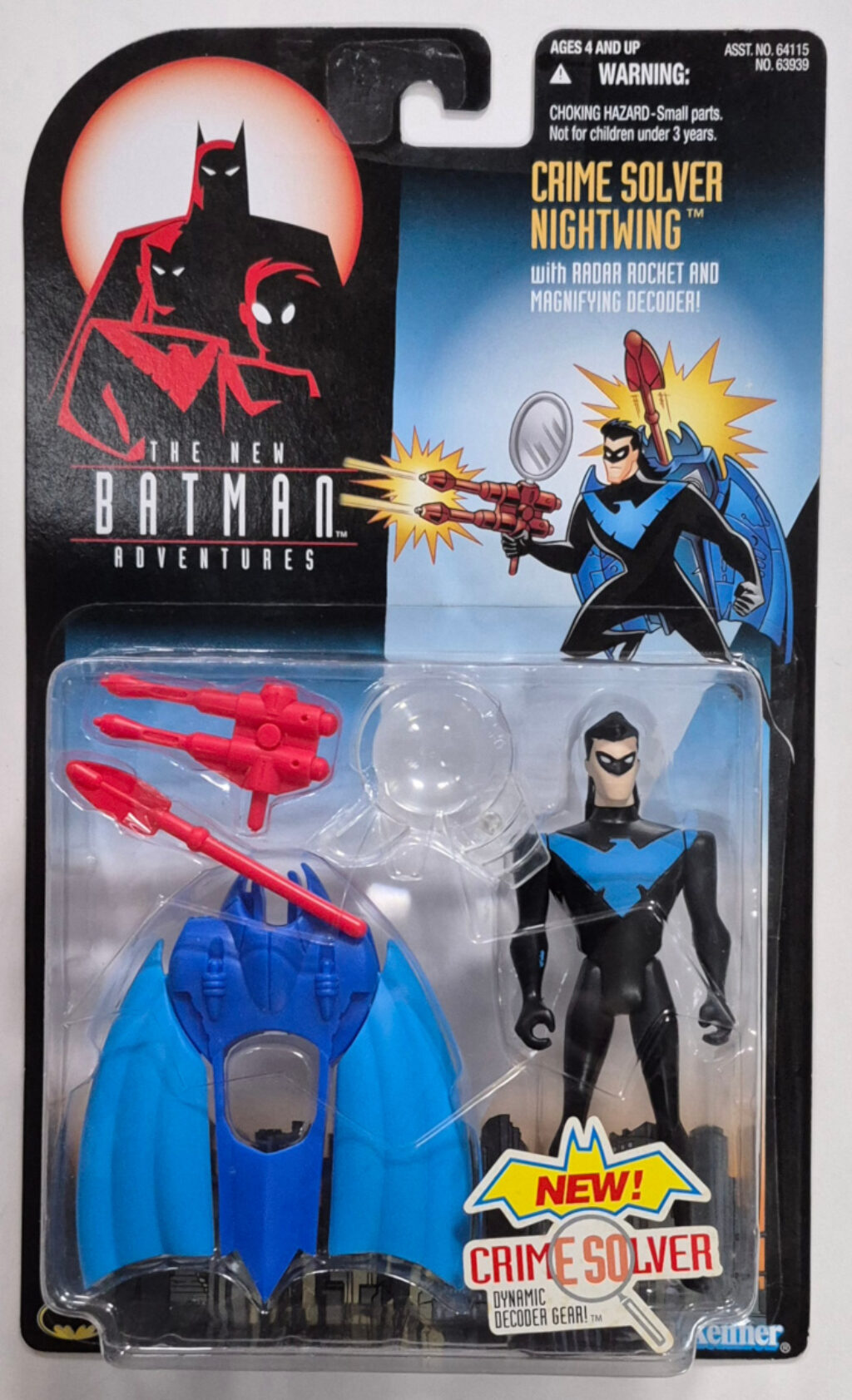 MOC Kenner The New Batman Adventures Crime Solver Nightwing Action Figure - Mint on Factory Sealed Card 1