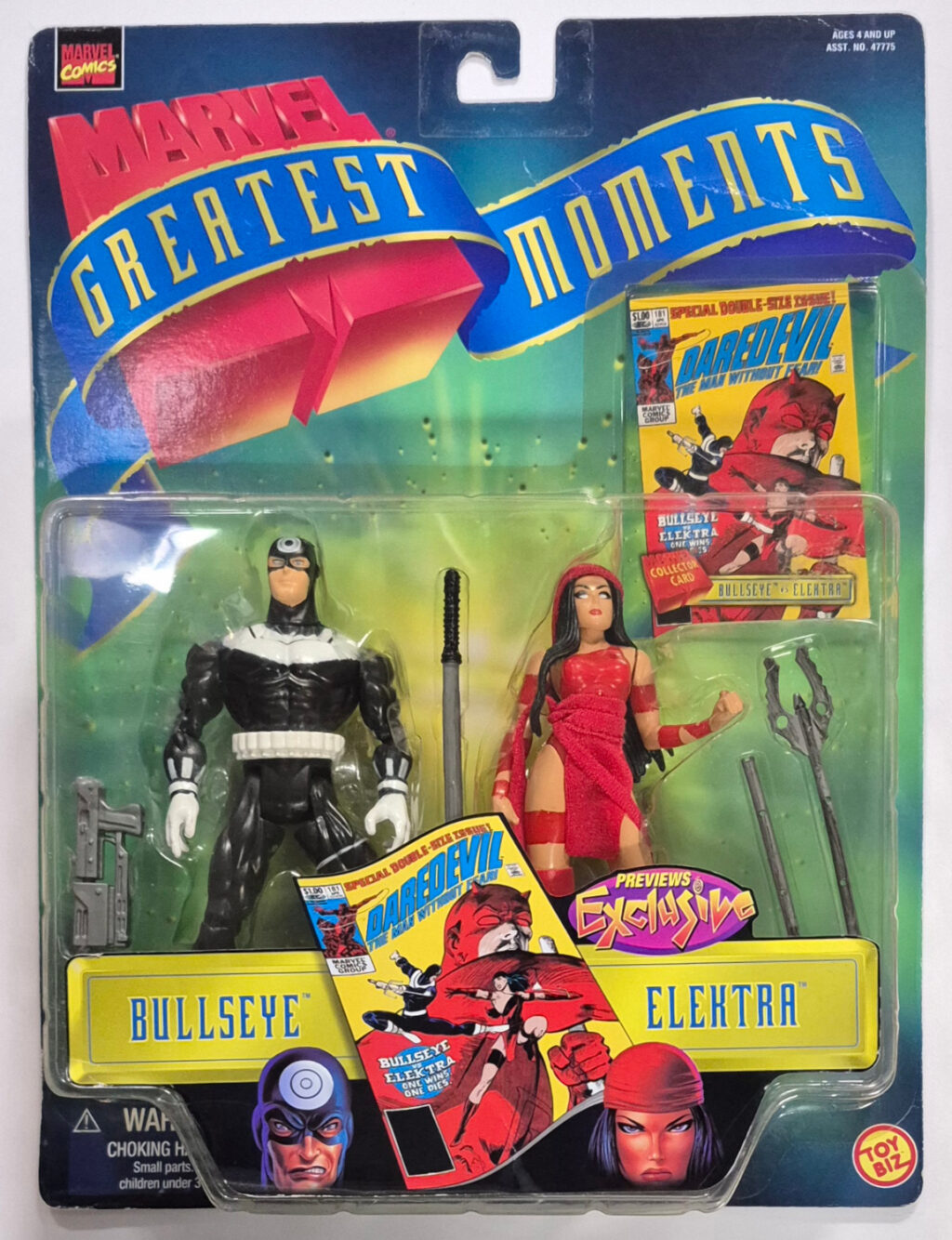 Toy Biz Marvel Greatest Moments Previews Exclusive Bullseye vs. Elektra Action Figure Set: Mint on Card 1