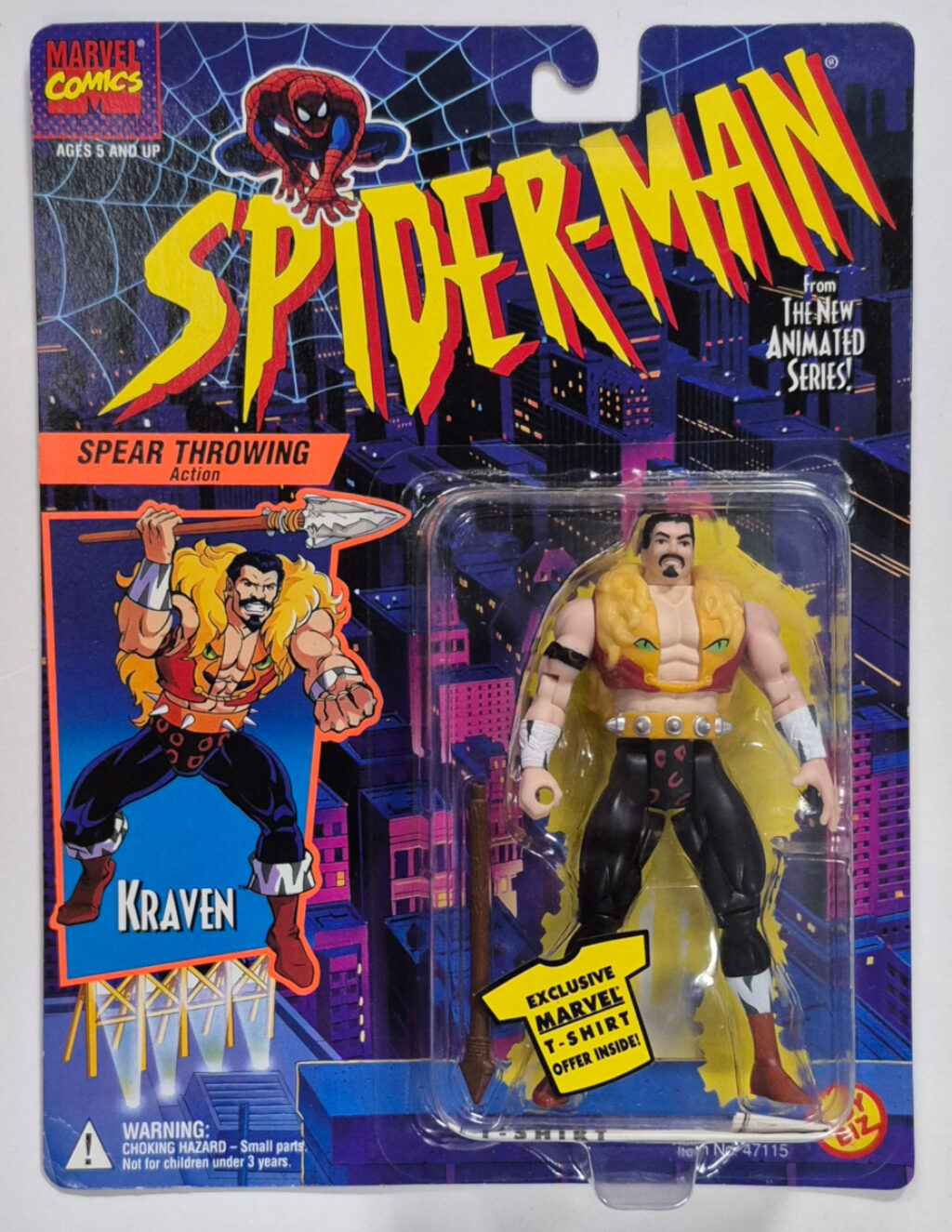 Toy Biz Spider-Man The Animated Series Kraven the Hunter Action Figure: Mint on Card 1