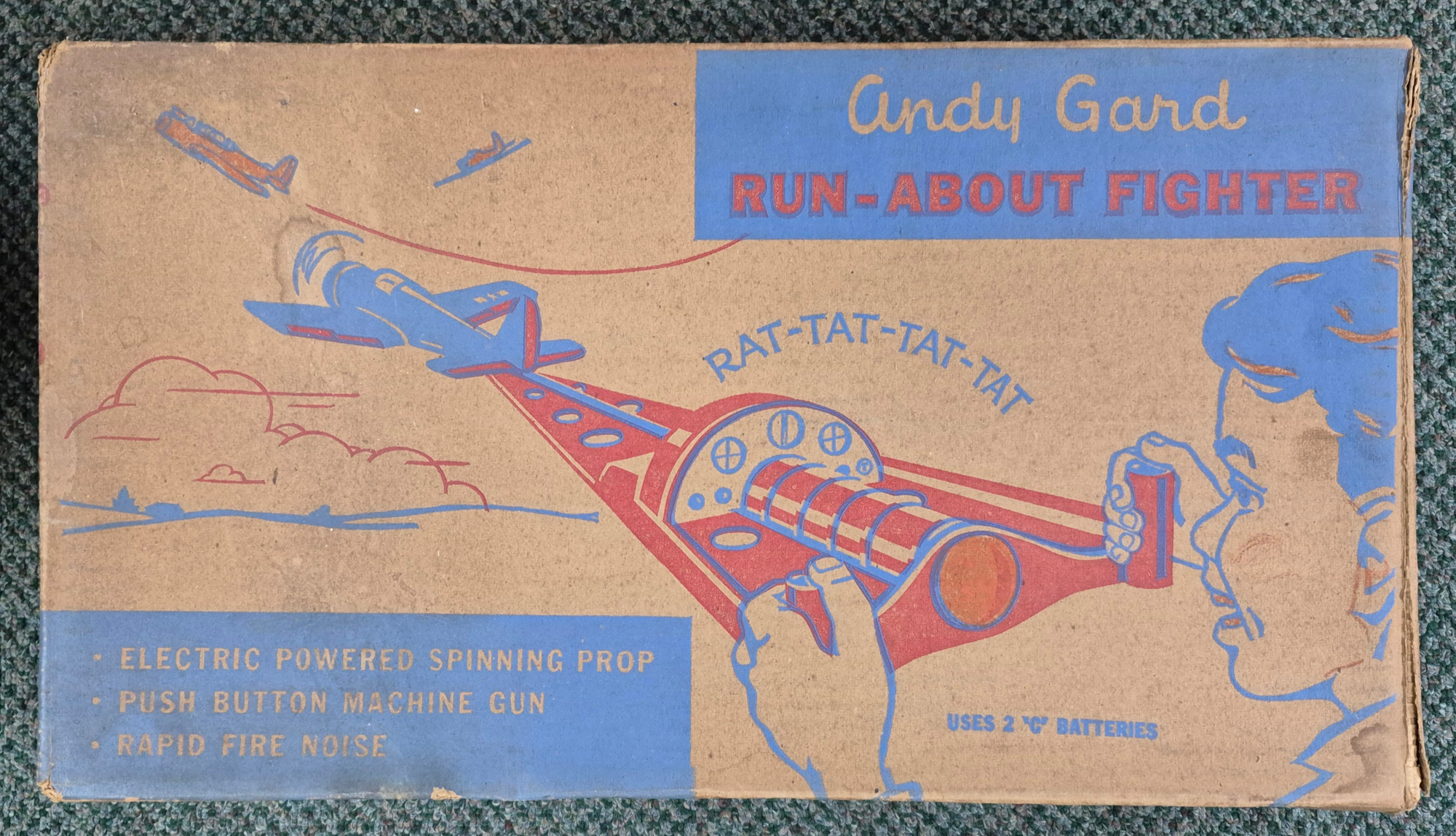 1950's Andy Gard Run-About Fighter Battery-Operated Plane : Complete and Working in the Box 1