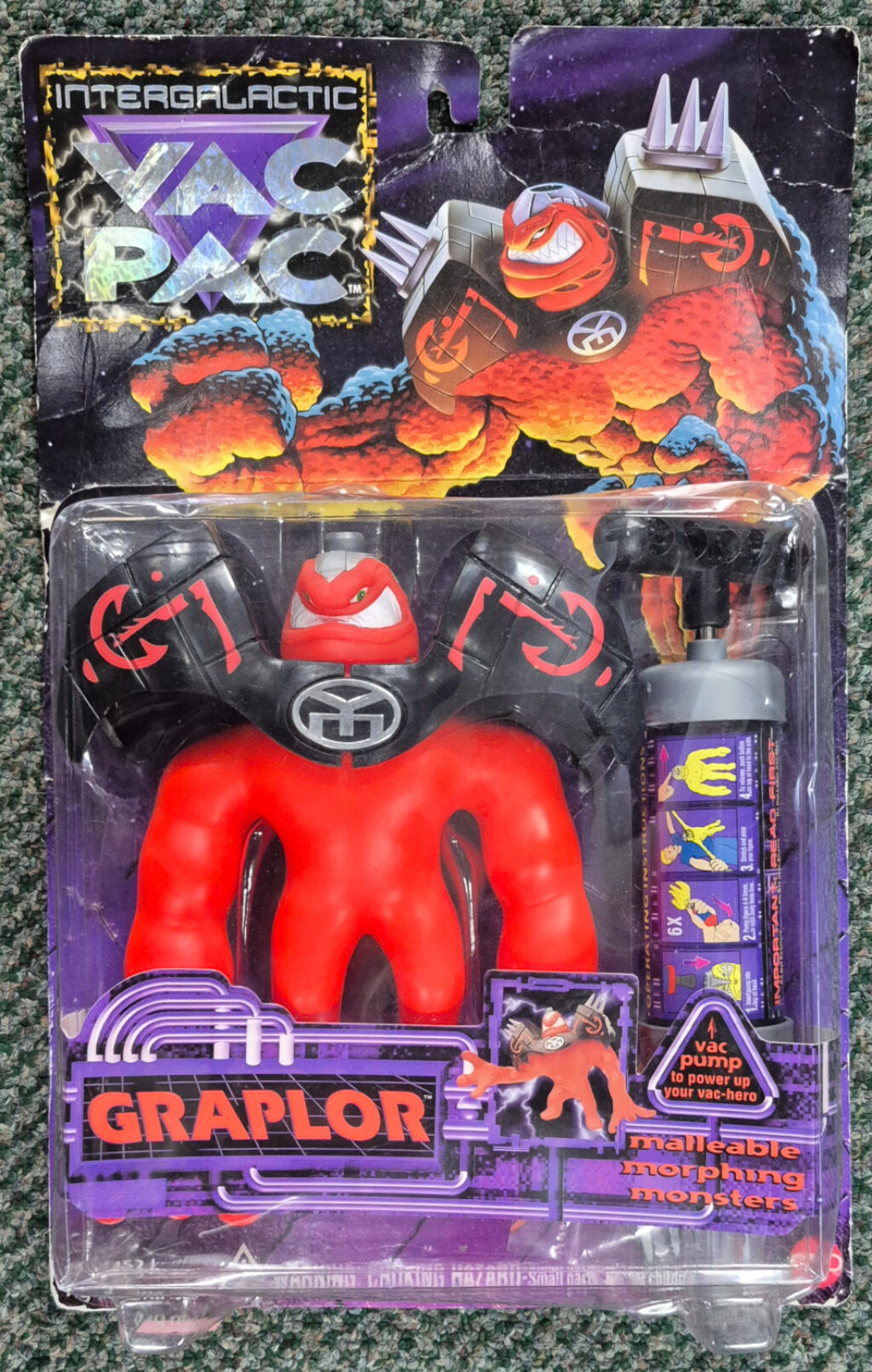 1994 Cap Toys Intergalactic Vac Pac Graplor Figure: Mint on Card 1