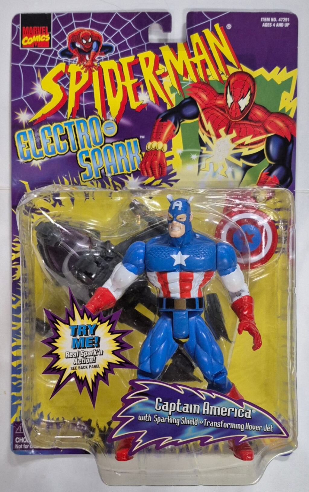 Toy Biz Spider-Man Electro-Spark Captain America Action Figure: Mint on Card 1