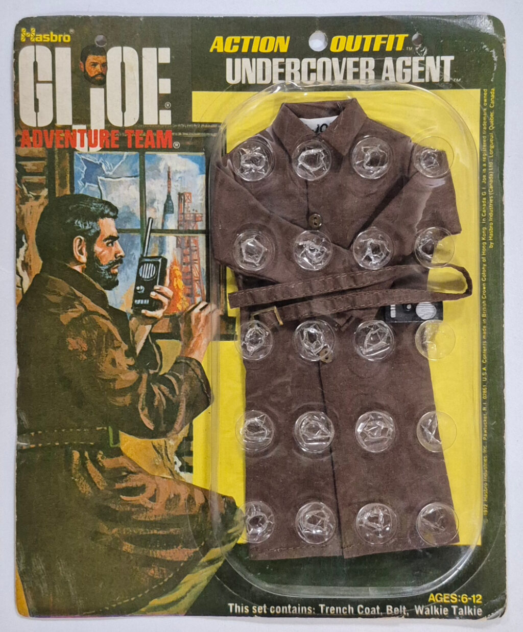 MIP 1972 Hasbro G.I. Joe Adventure Team Undercover Agent Action Outfit #7309 1