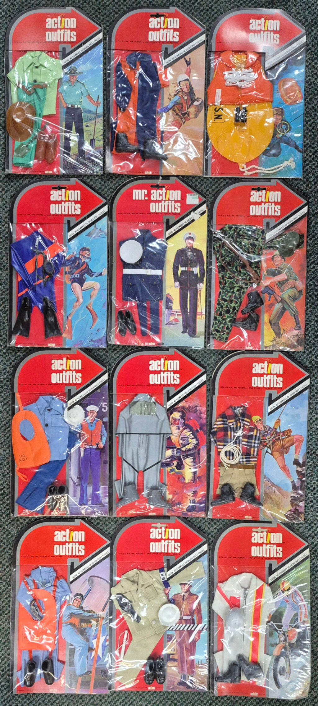 MIP 1975 LJN G.I. Joe Action Outfits Complete Set of All 12 1