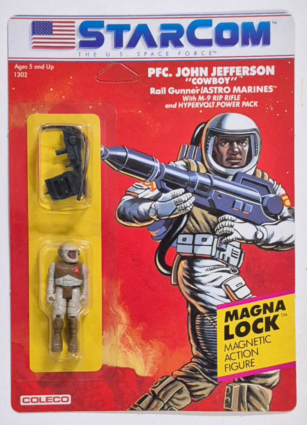 MOC 1986 Coleco StarCom PFC John "Cowboy" Jefferson Figure : Mint on Card 1