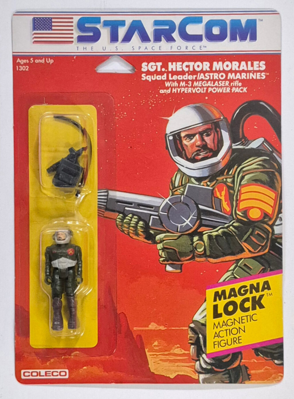 MOC 1986 Coleco StarCom Sgt. Hector Morales Figure : Mint on Card 1