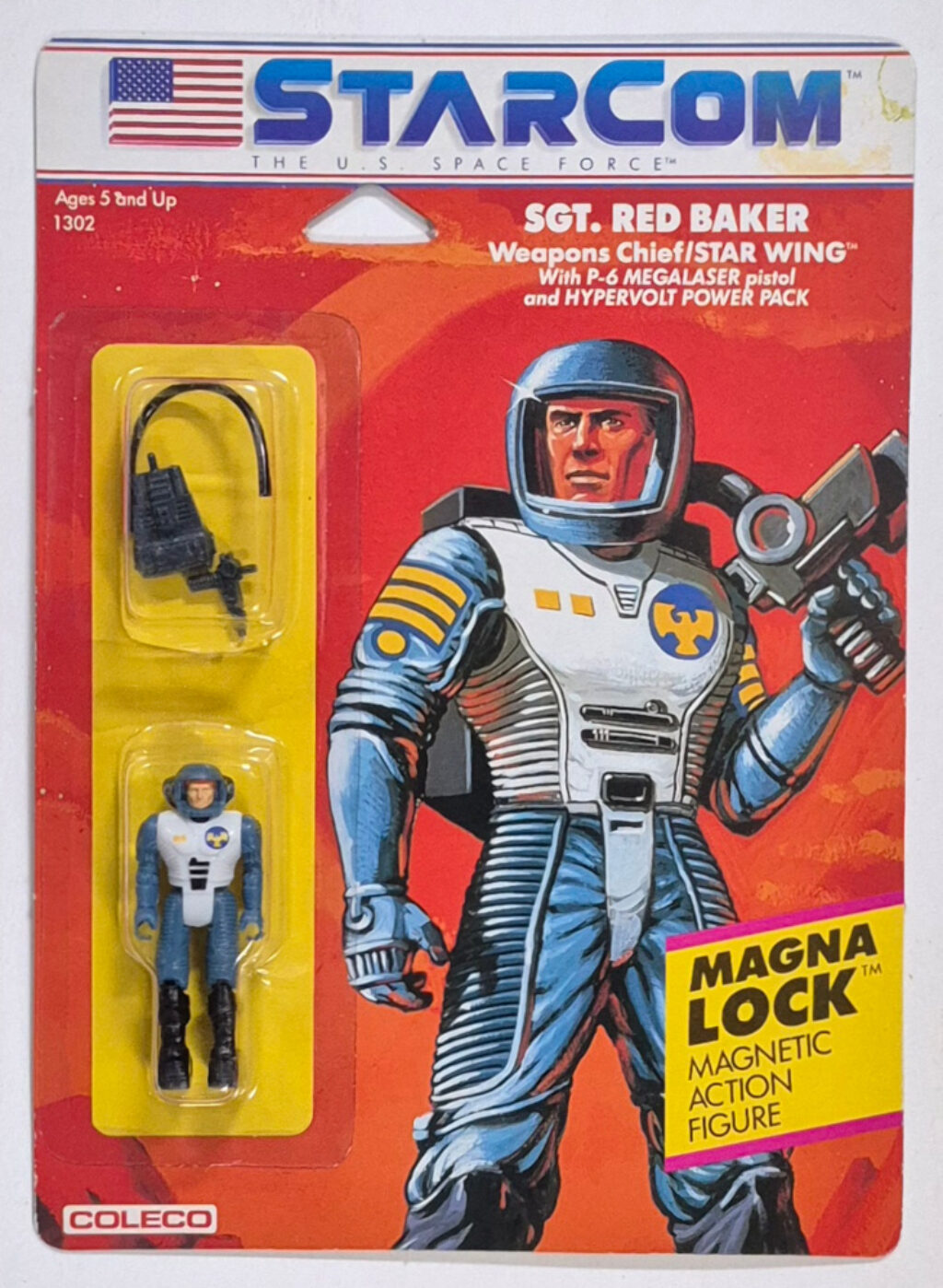 MOC 1986 Coleco StarCom Sgt. Red Baker Figure : Mint on Card 1
