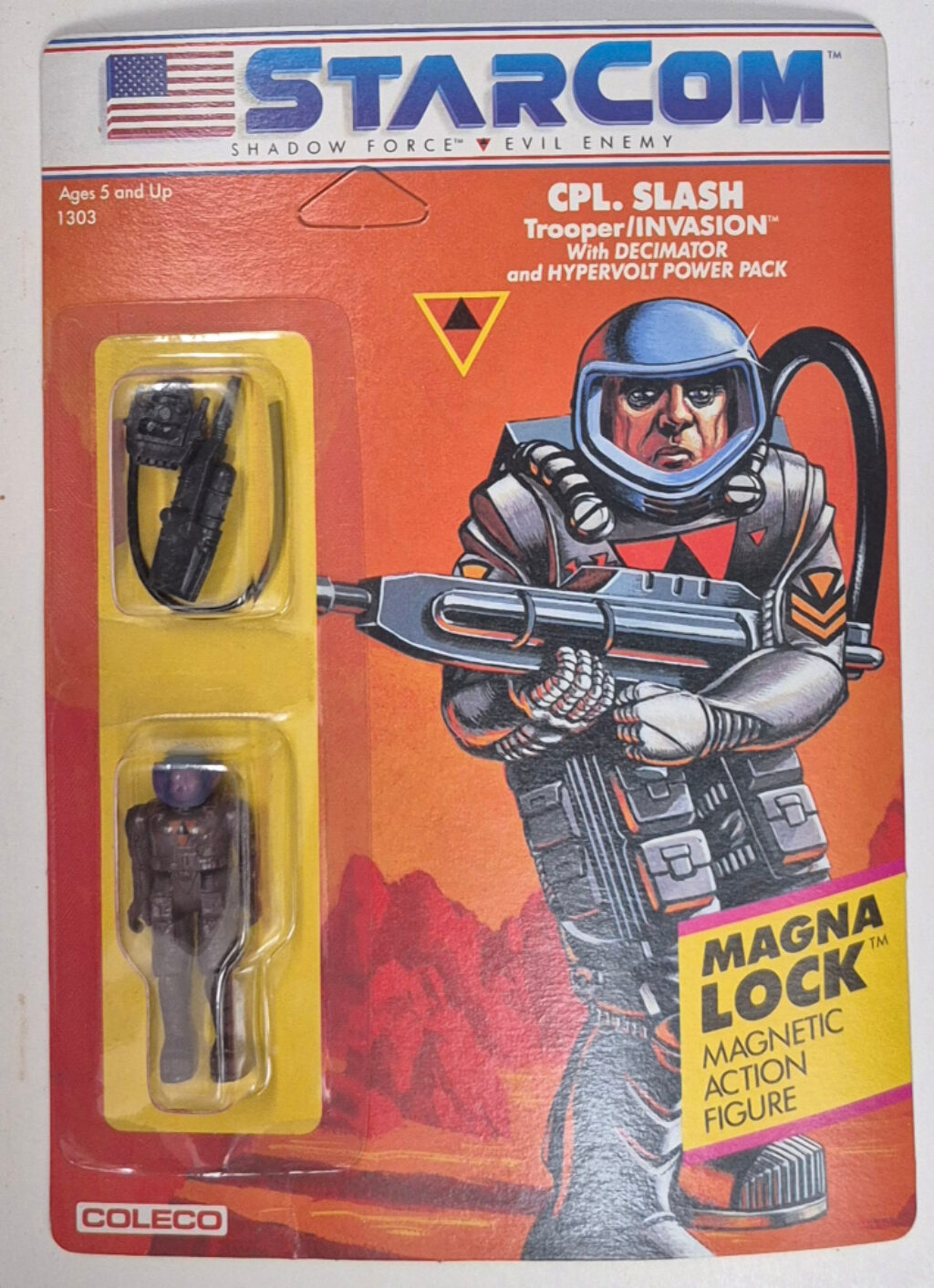 MOC 1986 Coleco StarCom Shadow Force Corporal Slash Figure : Mint on Card 1