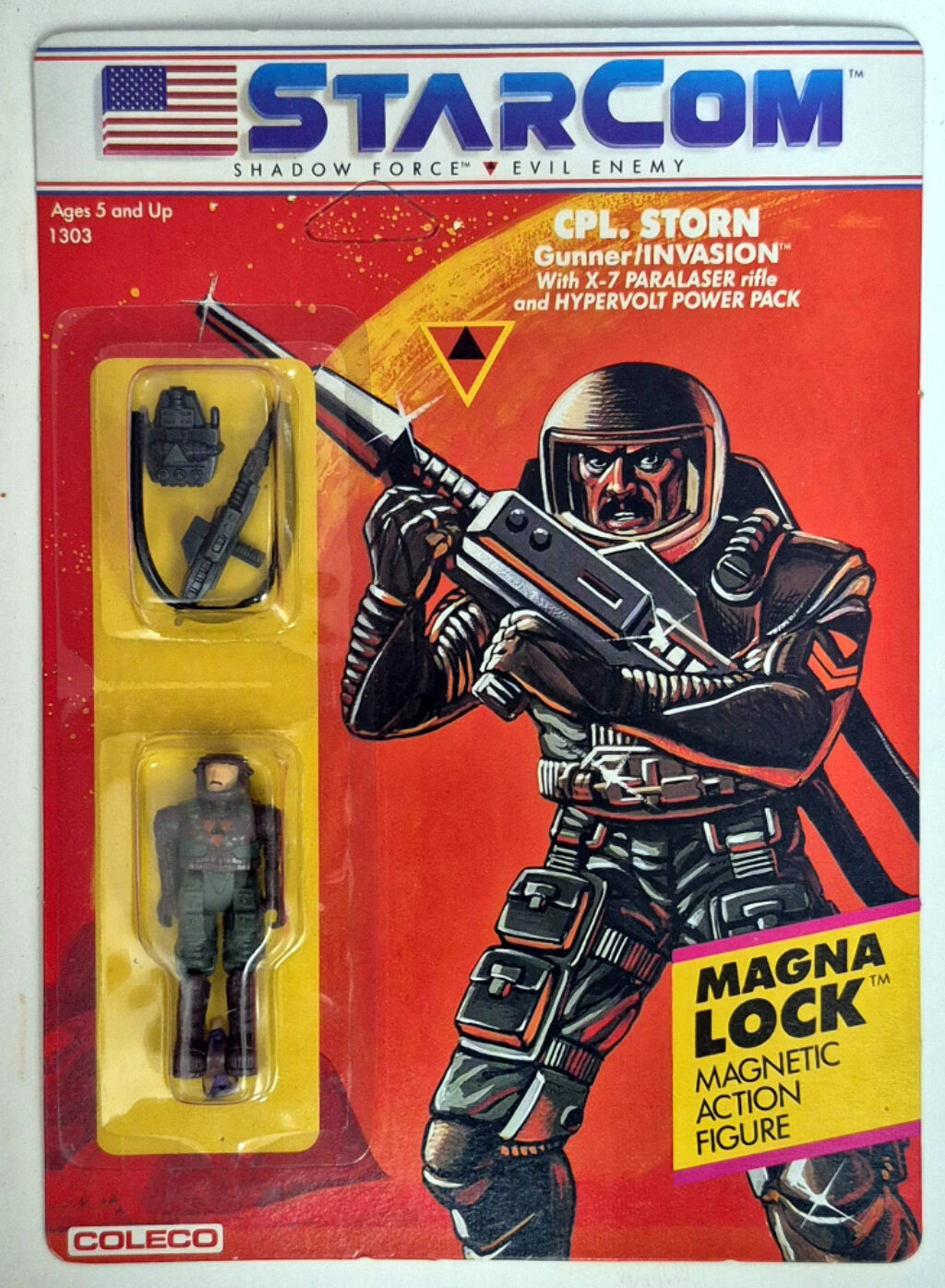 MOC 1986 Coleco StarCom Shadow Force Corporal Storn Figure : Mint on Card 1