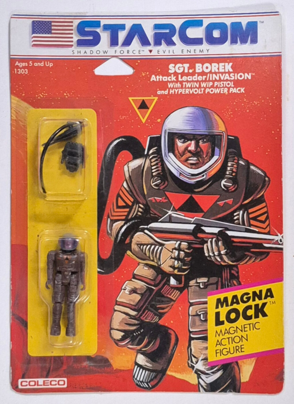 MOC 1986 Coleco StarCom Shadow Force Sgt. Borek Figure : Mint on Card 1