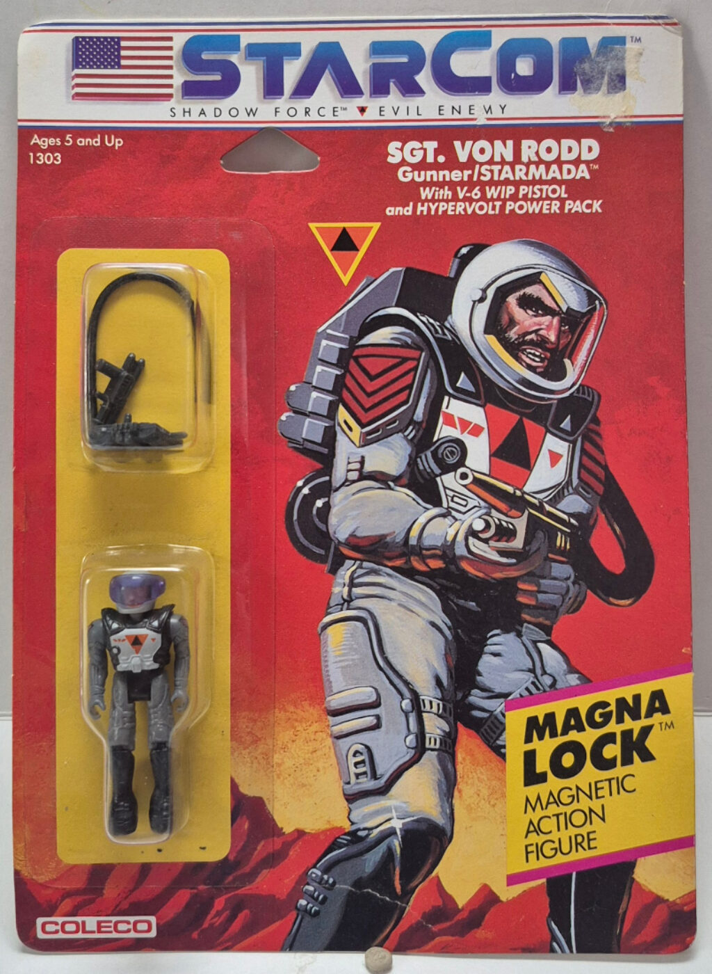 MOC 1986 Mattel StarCom Shadow Force Sgt. Von Rodd Figure : Mint on Card 1