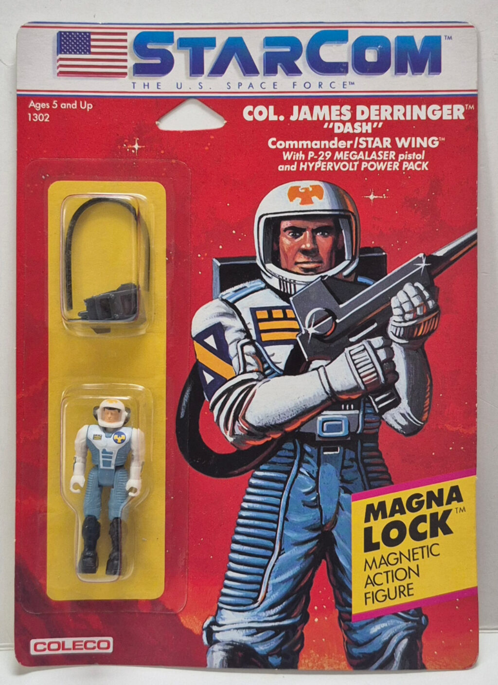 MOC 1986 Mattel StarCom Star Wing Col. James "Dash" Derringer Figure : Mint on Card 1