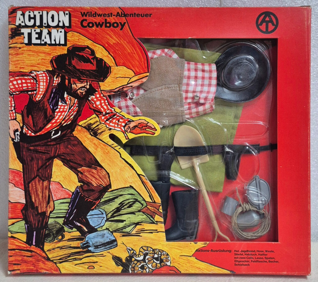 1970 Schildkrot Hasbro G.I. Joe Action Team Wildwest-Abenteuer Cowboy Equipment & Outfit Set : Mint in Box 1