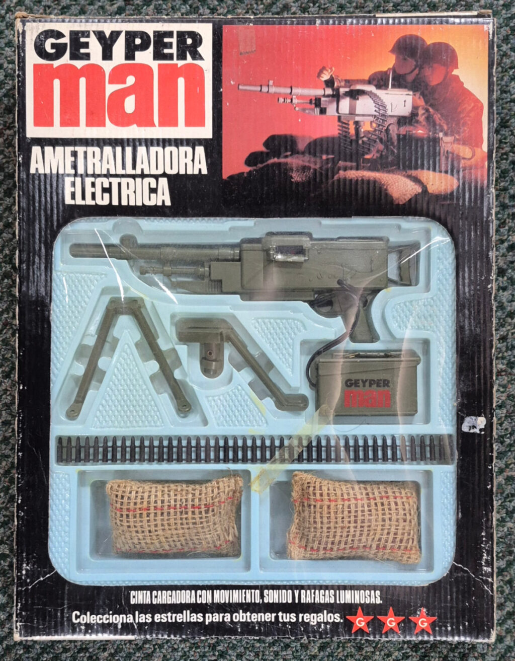 MIP 1975 Geyperman Hasbro G.I. Joe Ametralladora Electrica (Electric Machine Gun) #7402: Mint in Package 1
