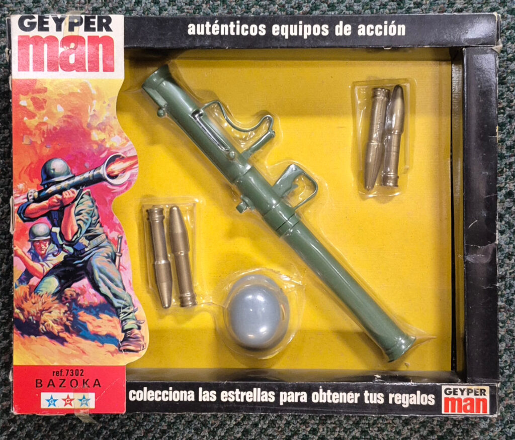 MIP 1975 Geyperman Hasbro G.I. Joe Bazoka (Bazooka) #7302 with German Stormtrooper Helmet: Mint in Package 1