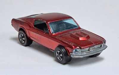 1968 Mattel Redline Hot Wheels Red Custom Mustang - Hong Kong 1