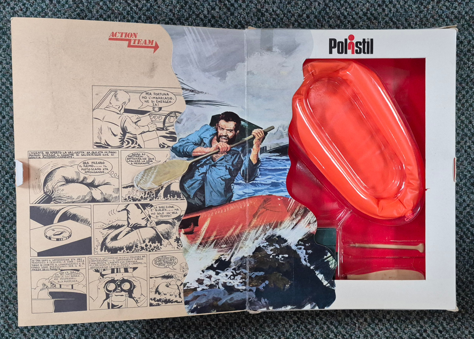 polistil-hasbro-action-team-gi-joe-rescue-raft-equipment-set-15-3 MIB 1975 Polistil Action Team Hasbro G.I. Joe Rescue Raft Equipment Set #15: Mint in Box 3