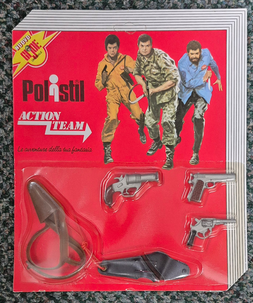 MOC 1975 Polistil Action Team Hasbro G.I. Joe Weapons Pack AT-11 with Brown Shoulder Holster: Factory Sealed 1