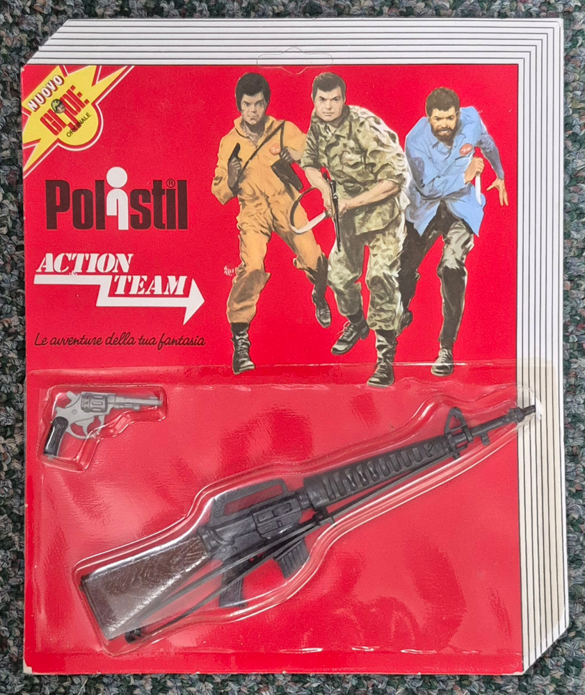 MOC 1975 Polistil Action Team Hasbro G.I. Joe Weapons Pack AT-15 with Lebel Revolver and M16 Rifle: Factory Sealed 1