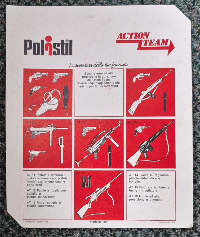 polistil-hasbro-action-team-gi-joe-weapons-pack-at-15-2 MOC 1975 Polistil Action Team Hasbro G.I. Joe Weapons Pack AT-15 with Lebel Revolver and M16 Rifle: Factory Sealed 2