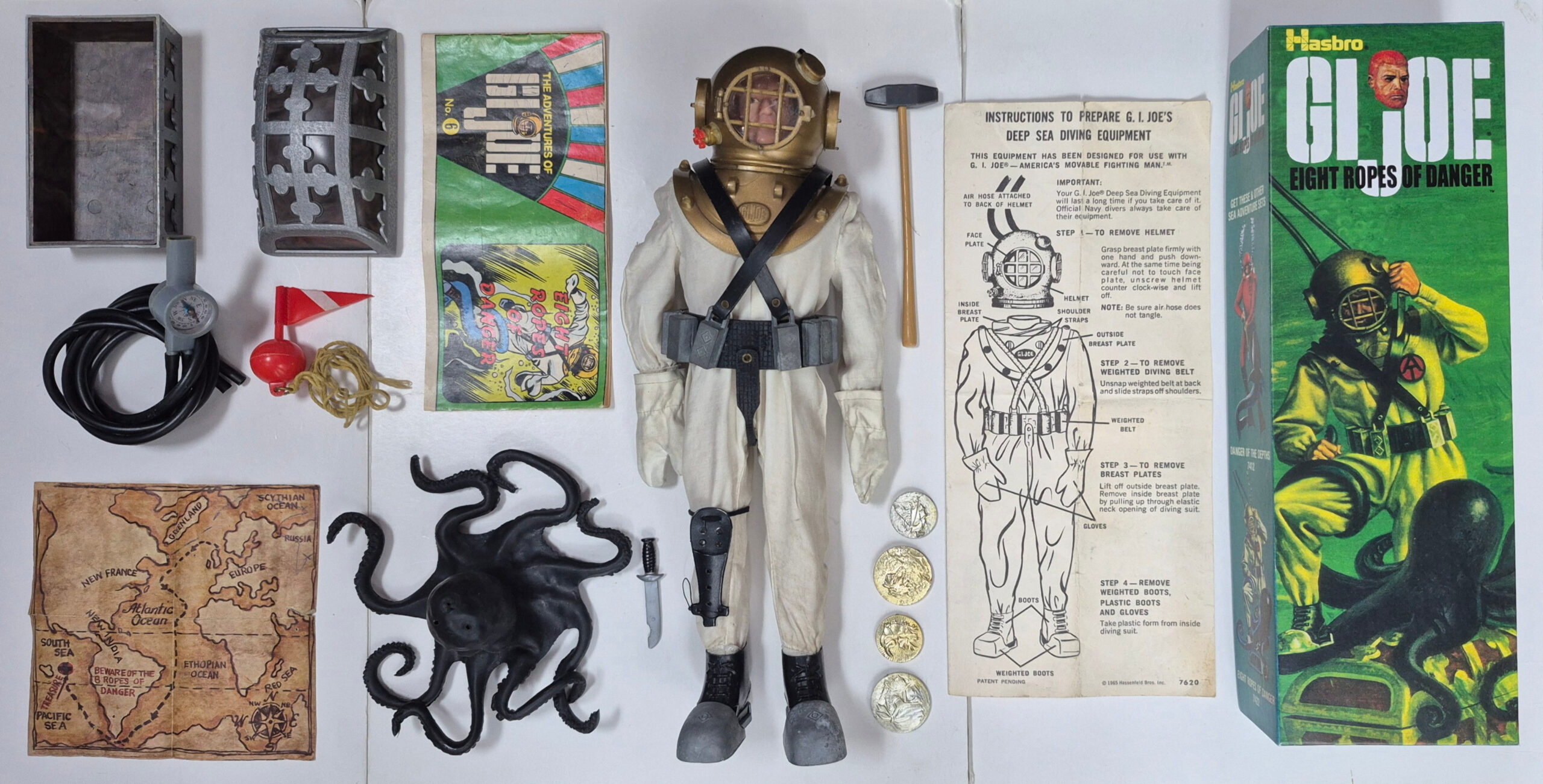 hasbro-1969-adventures-of-gi-joe-underwater-diver-eight-ropes-of-danger-set-7950-2 1969 Hasbro Adventures of G.I. Joe Underwater Diver with Eight Ropes of Danger Set 7950 in Custom Box 2