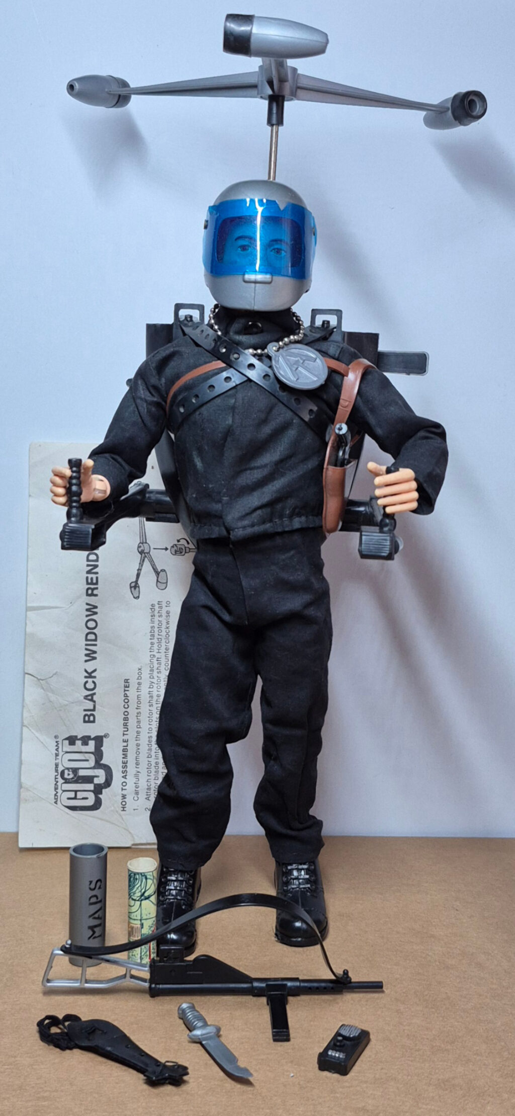 1975 Hasbro G.I. Joe Adventure Team Land Adventurer with Black Widow Rendezvous Equipment Set 7414 in Custom Box 1
