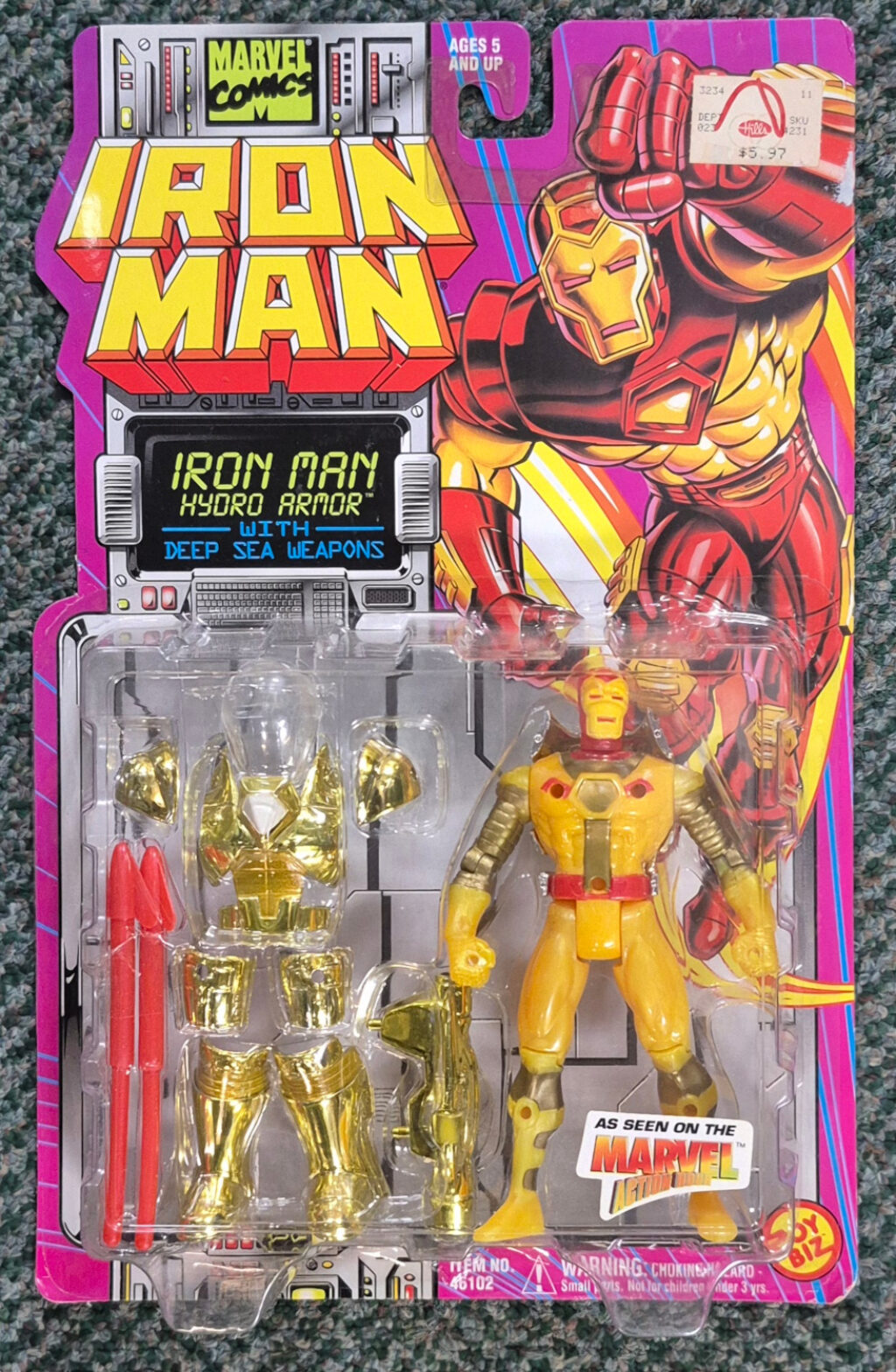 Toy Biz Iron Man Hydro Armor Action Figure: Mint on Card 1