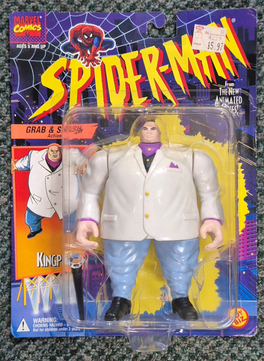 MOC Toy Biz Spider-Man The New Animated Series Kingpin Action Figure: Mint on Card 1