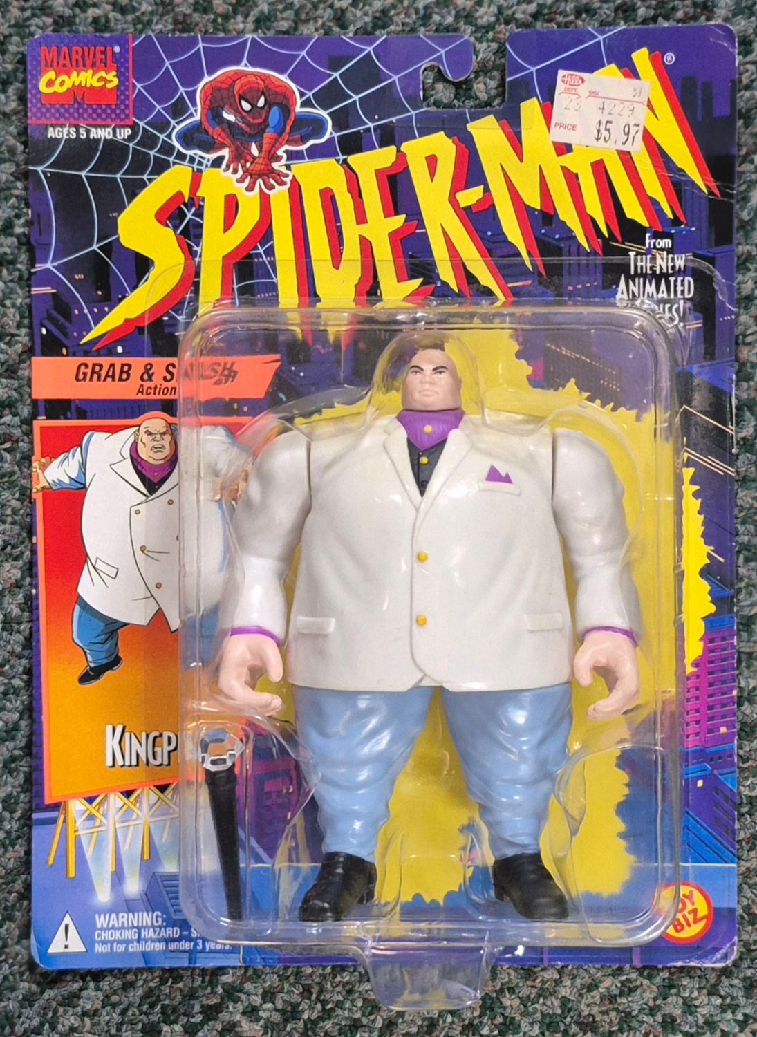 toy-biz-spider-man-the-new-animated-series-kingpin-1 MOC Toy Biz Spider-Man The New Animated Series Kingpin Action Figure: Mint on Card 1