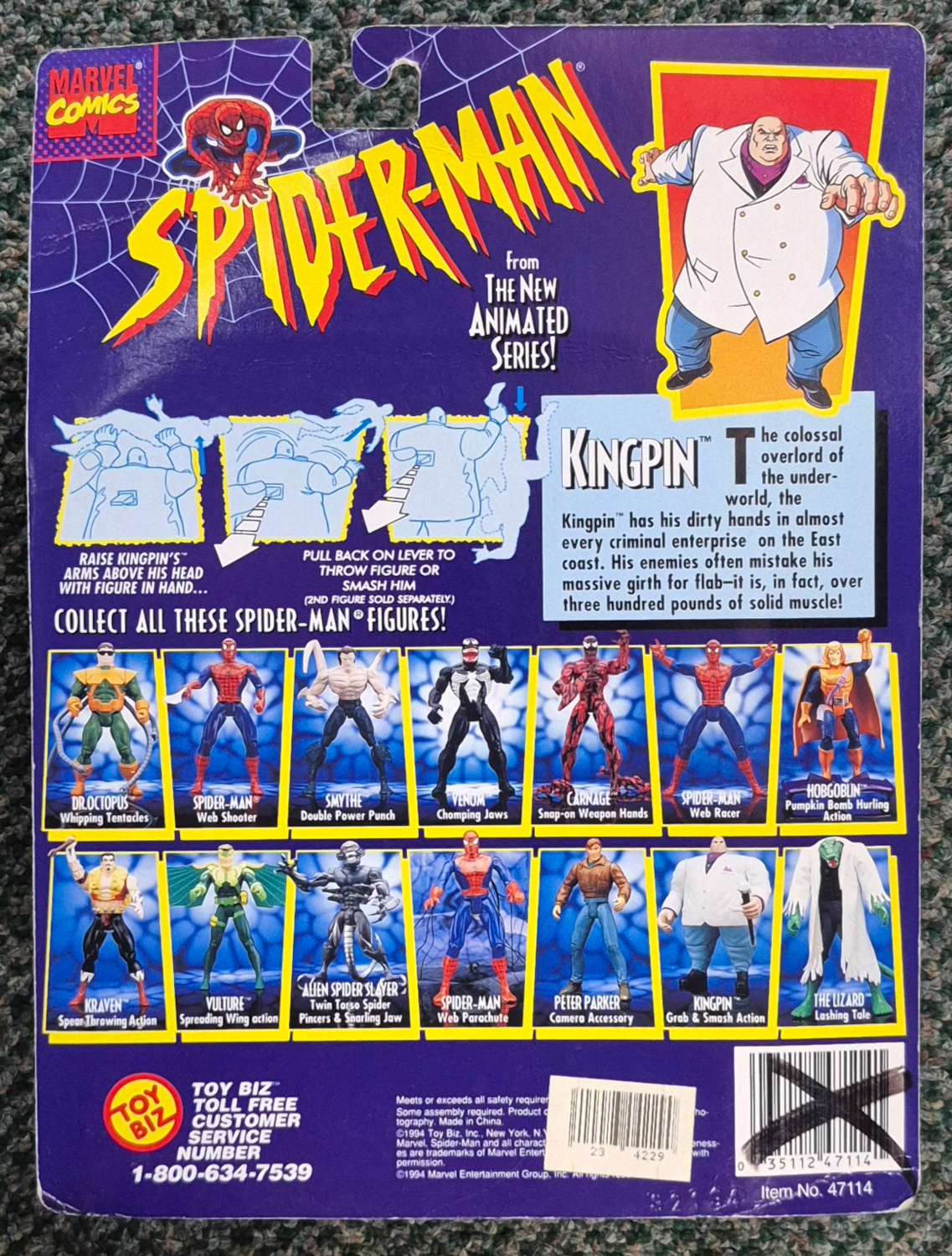 toy-biz-spider-man-the-new-animated-series-kingpin-2 MOC Toy Biz Spider-Man The New Animated Series Kingpin Action Figure: Mint on Card 2