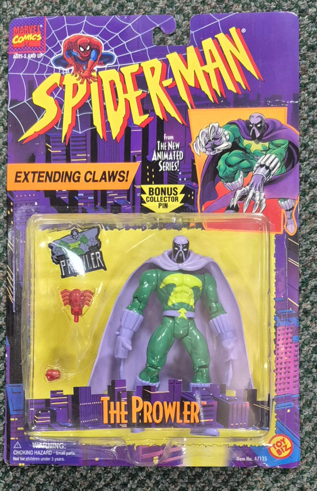MOC Toy Biz Spider-Man The New Animated Series The Prowler Action Figure: Mint on Card 1