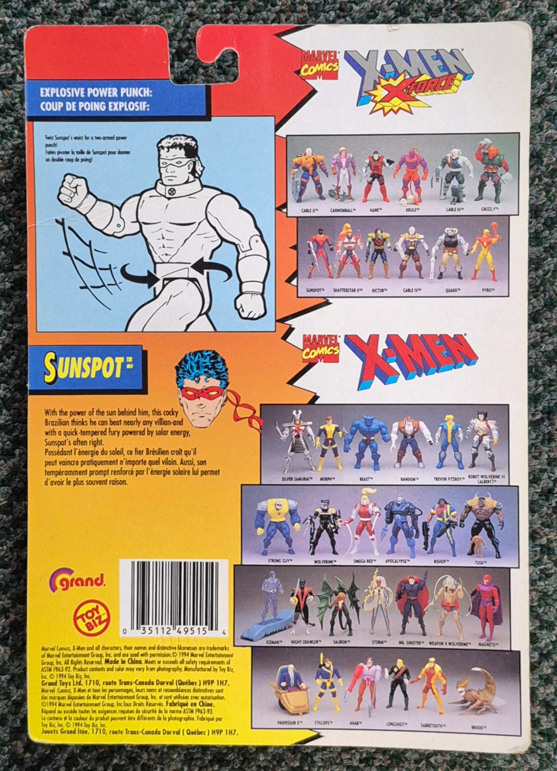 toy-biz-x-men-x-force-sunspot-2 Toy Biz X-Men X-Force Series Sunspot Action Figure: Mint on Card 2
